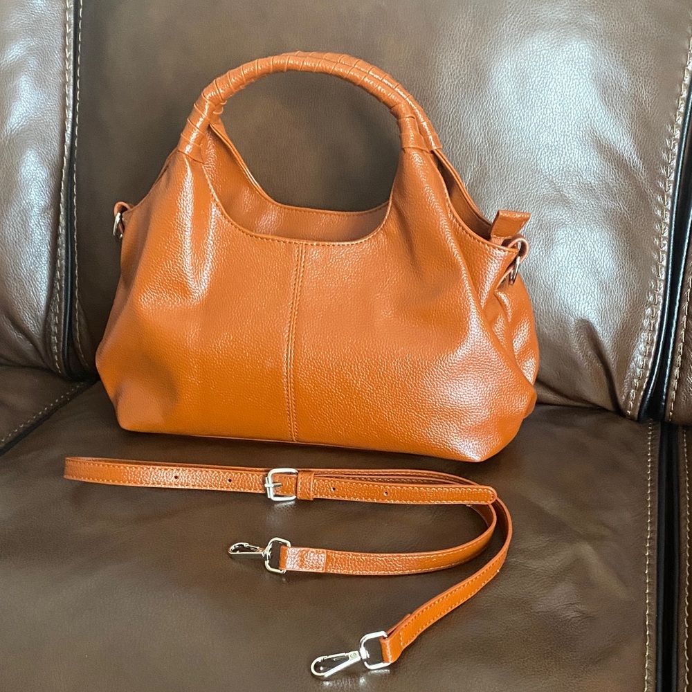 Genuine leather caramel color Clutch/Shoulder Bag.